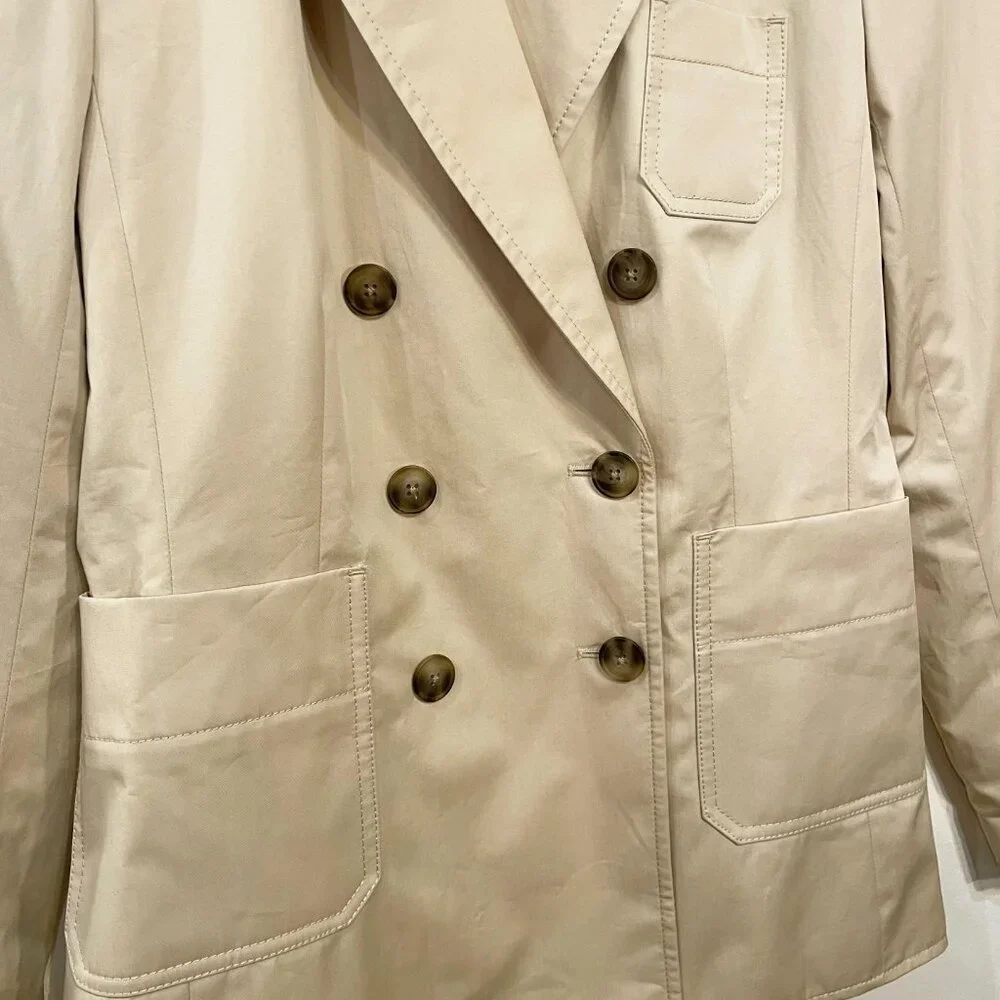 New Tory Burch Cotton Poplin Double Breasted Blazer Khaki 4, S $498